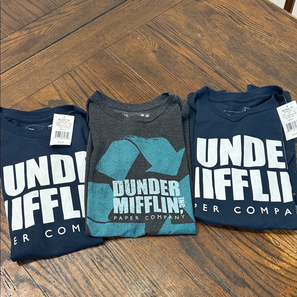 BUNDLE OF 3 Dunder Mifflin teeshirts - Women's Short Sleeve Tee - Navy and Gray